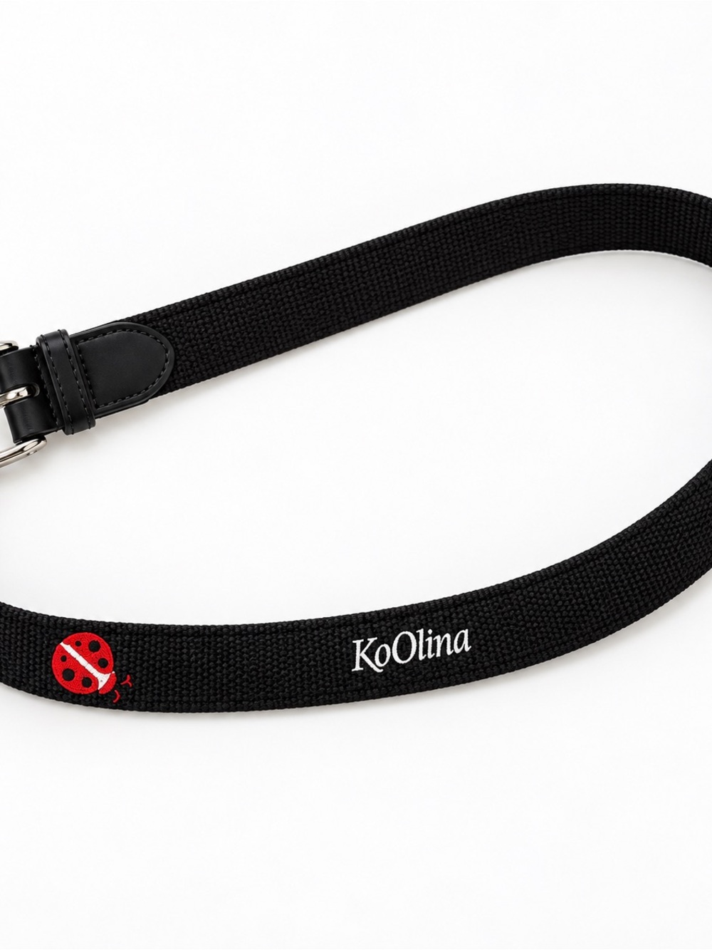 Ko Olina Ladybug Woven Belt Black Solid Brass Buckle Size 40/100 USA